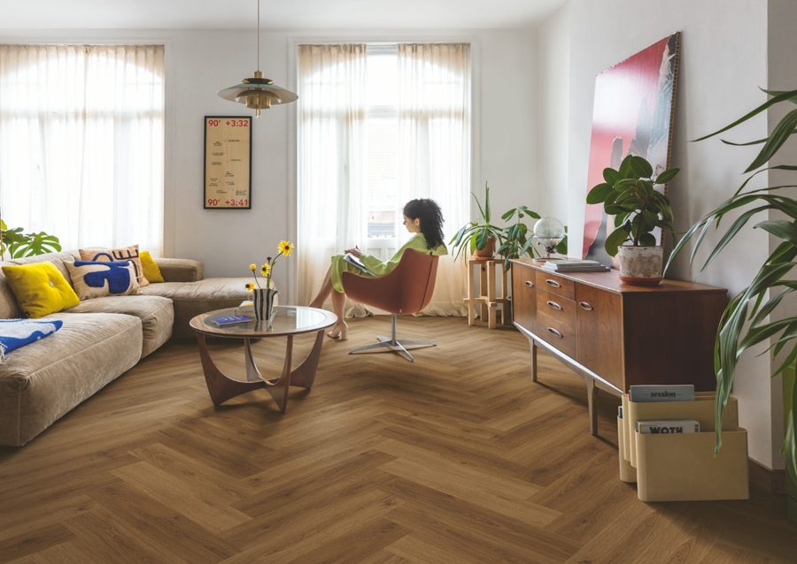 Вінілова підлога Quick Step Ciro Herringbone AVHBU40364 Botanic caramel oak