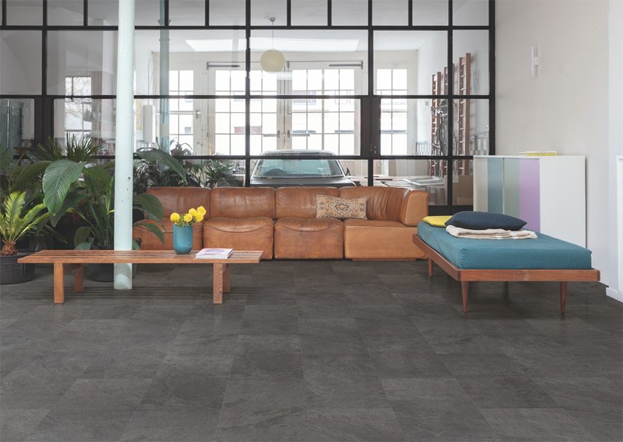 Вінілова підлога Quick Step Alpha Vinyl Tiles AVST40035 Сланець чорний