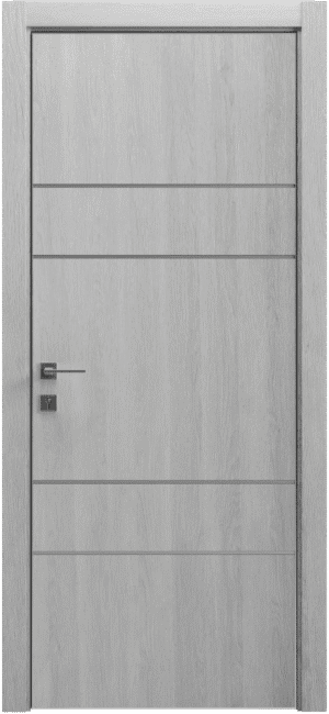 Міжкімнатні двері Rodos Modern Flat-04 контур Alum у сучасному інтер’єрі.