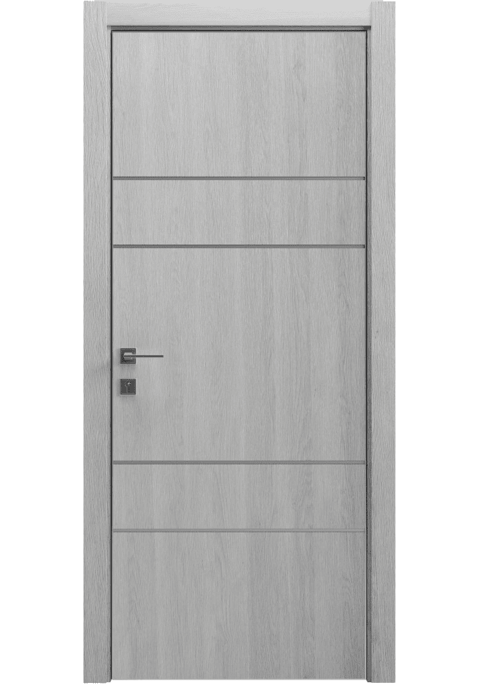 Міжкімнатні двері Rodos Modern Flat-04 контур Alum у сучасному інтер’єрі.