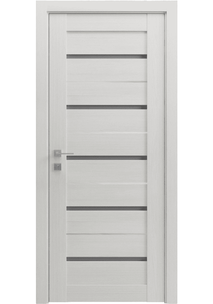 Двері Rodos Modern Lazio з вертикальним декором у сучасному інтер'єрі.